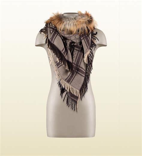 gucci winter scarf women's|gucci scarf with fur trim.